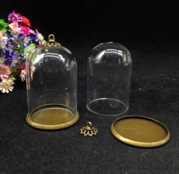 20 stk 38*25mm klokkeglas form bronze forgyldt glas globus klassisk bundhætte sæt glas hætteglas vedhæng håndlavet tom krystal fund