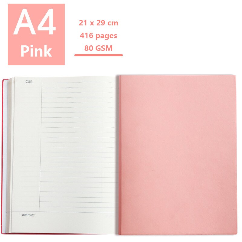 Cornell Note grand épaissir A4 planificateur 29x21 cm 416 pages ligné format cahier école devoirs affaires memopad journal: Rose