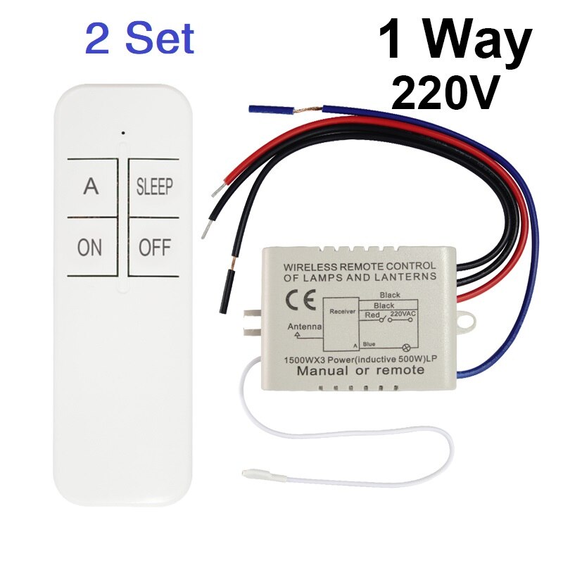 Qiachip Draadloze Afstandsbediening Lichtschakelaar 220V Ontvanger Zender Op/Off Digitale 1/2/3 Way Muur Afstandsbediening schakelaar Lamp: 1 Way 2 Set