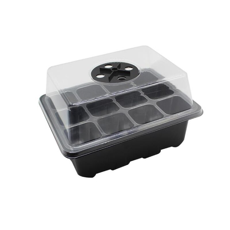 Caja de siembra de 6/12 agujeros, bandejas de germinación de plántulas de cubierta transpirable ajustable, macetas de vivero de patio de jardín con cúpula y Base