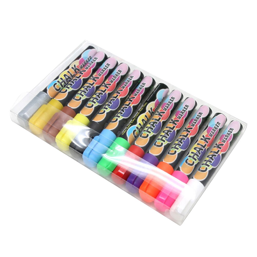 10Pcs Liquid Chalk Marker 6mm Pen Tip Erasable Comfortable Pen for Glass Blackboard Fluorescent Panel Stationery Office Supplies