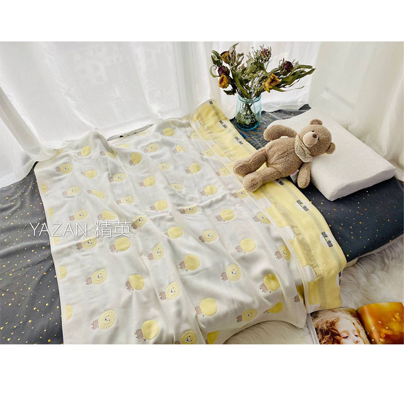 Yazan 110*105cm produkt 6 lags bomuldsgarn blødt åndbart klasse a stof babytæppe krybbebadehåndklæde: Lille løve