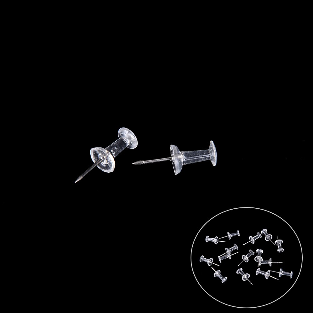 40pcs Clear Assorted Making Thumb Tacks Cork Board Office School Stationery Supplies Transparent Plastic Tacks Push Pins