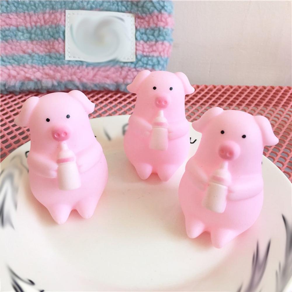 Cute Pink Cartoon Pig Squeezing Screaming Venting Piglet Bottle Pig Doll Cute Venting