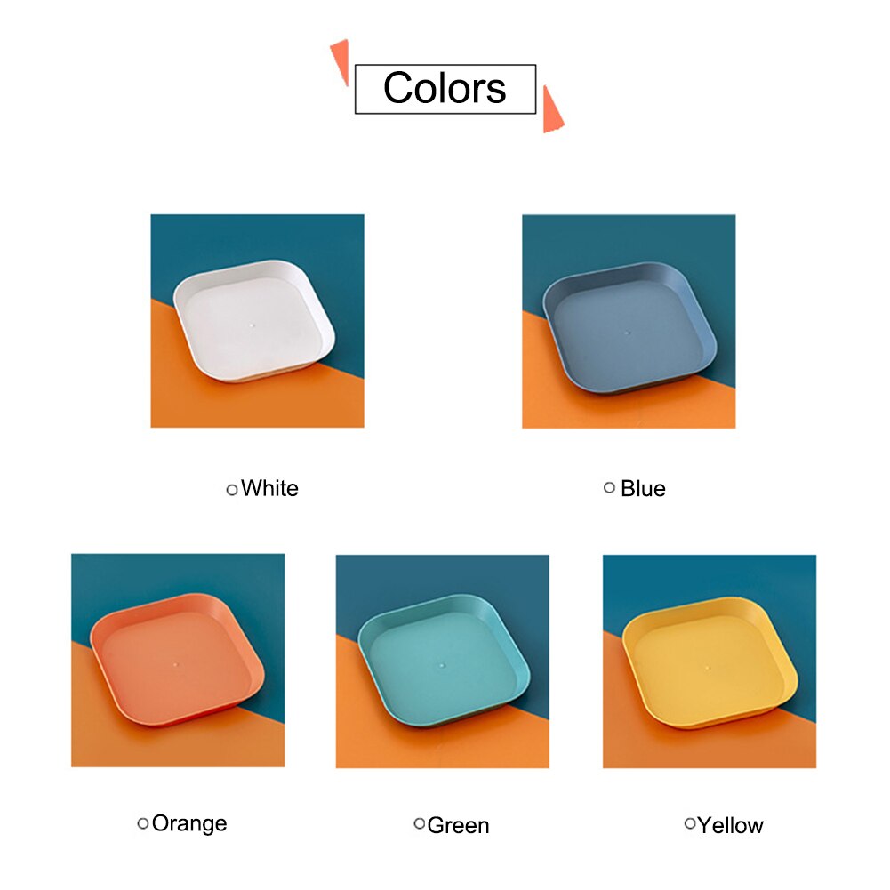 5PCS Square Plastic Plates for Kids and Toddlers Unbreakable Reusable Dinner Plate Serving Dish for Salad Snack Pasta