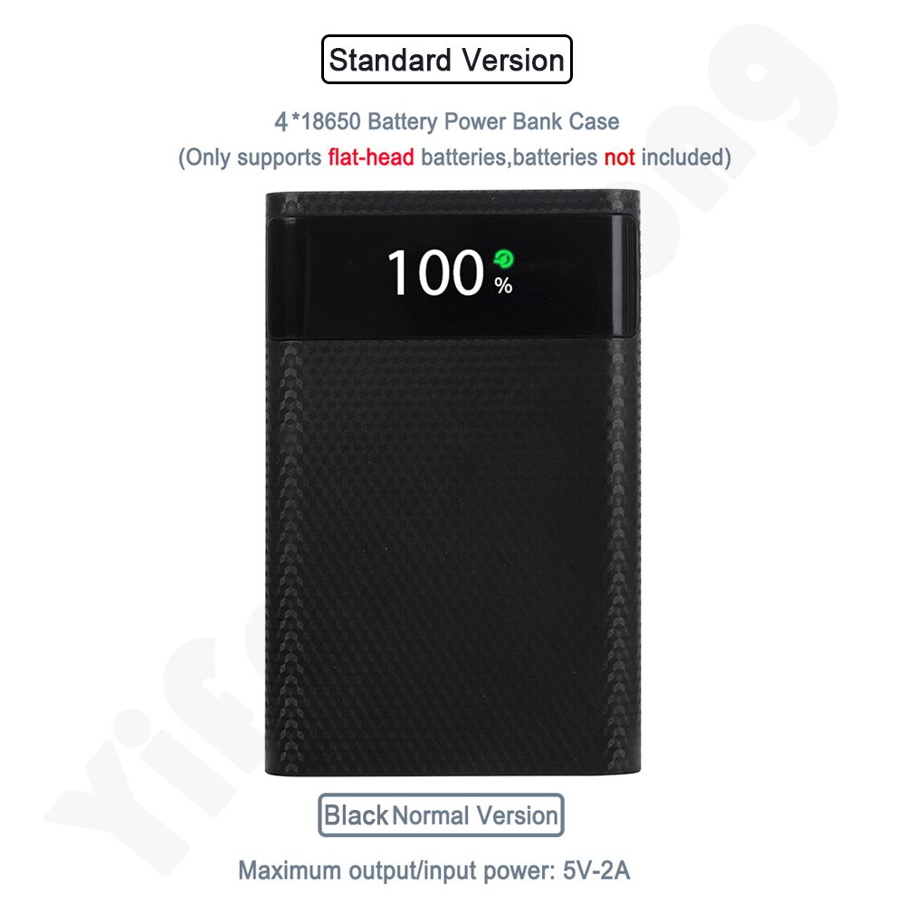 4x18650 Battery Charge Storage Box 5V Dual USB 22.5W PD Fast Type C DIY Power Bank Case For Android Micro USB Smart Phones: Normal Black