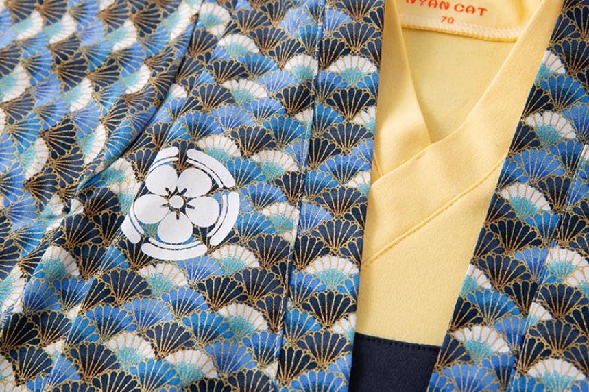 Kimono Baby Boys Clothes Japanese Style Kids Romper Retro Bathrobe Uniform Infants Pajamas Long Sleeve Printed Kimono A203