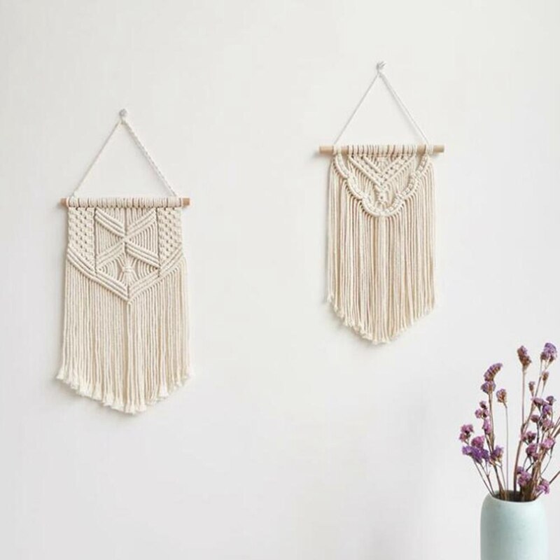 Nordic Macrame Woven Tapestry Boho Chic Bohemian Wall Hanging Home Decoration Crafts Cotton Rope Woven Indoor Art Room Decoratio