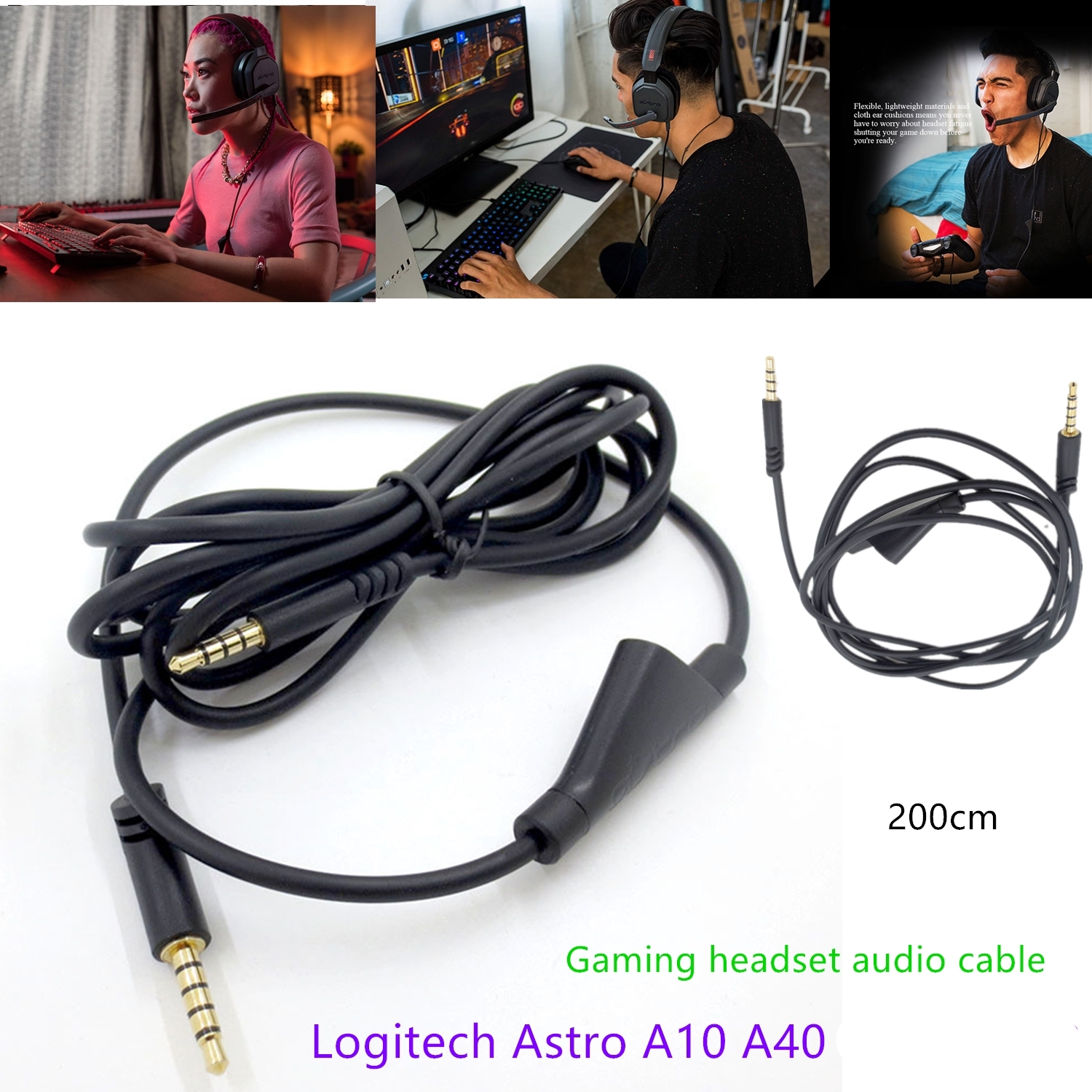 Suitable for Logitech Astro A10 A40 gaming headset audio cable Audio Line Wire 2 m