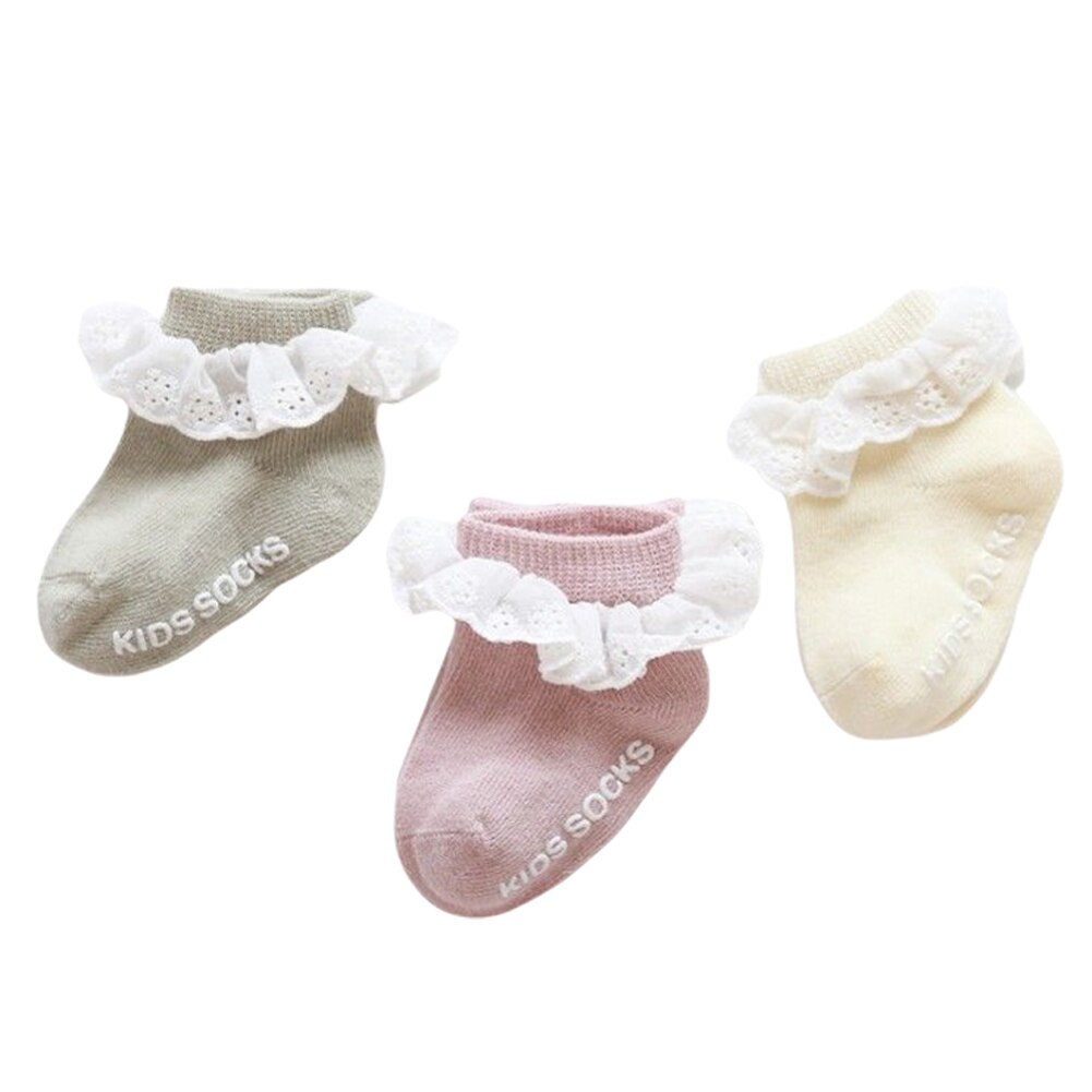 Baby Sokken 3 Paren/set Kant Decoratie Leuke Mooie Doseren Antislip Accessorie 3D Cartoon Aniamal Sokken Voor Meisjes jongens: A / 1-3T