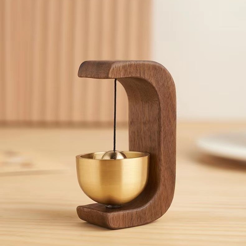 Campanas de viento de madera, timbre inalámbrico, timbre de puerta de entrada, campana de viento decorativa para decoración colgante de apertura del hogar: Negro