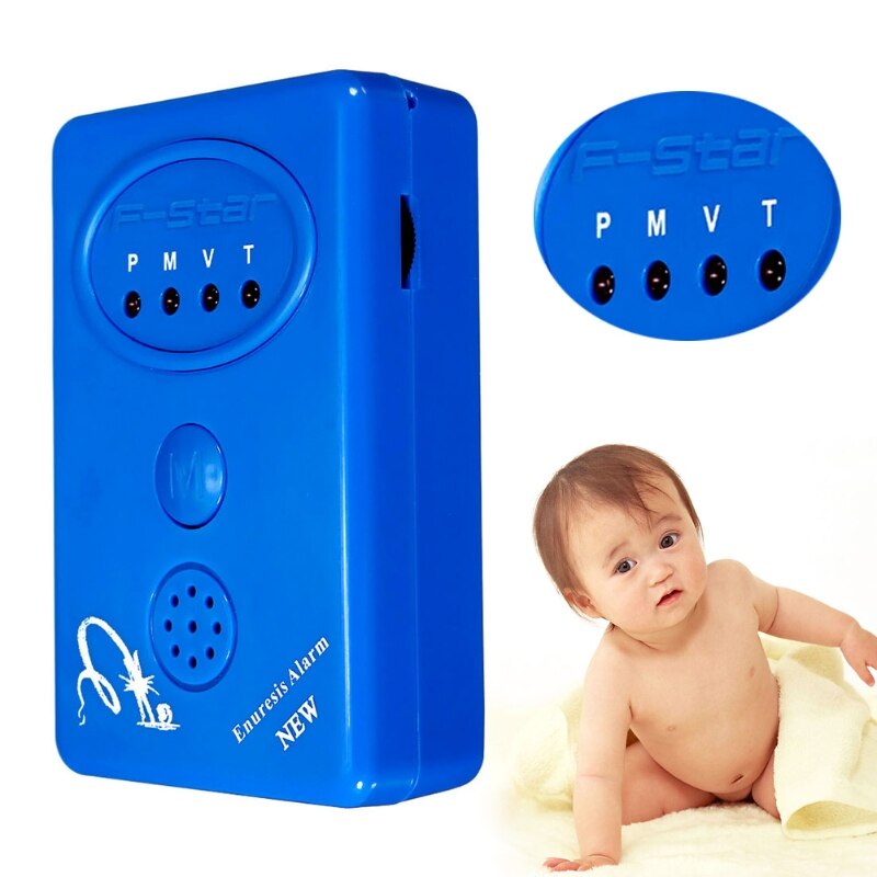 Adult Baby Bedwetting Enuresis Urine Bed Wetting Alarm +Sensor With Clamp Blue X7JA