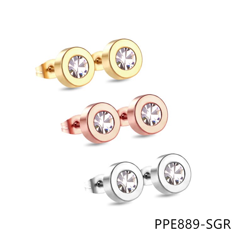 Ronde Crystal Earring Vrouwen Oorbellen Rose Gold Modieuze Vrouwen Sieraden PPE889: PPE889-SGR