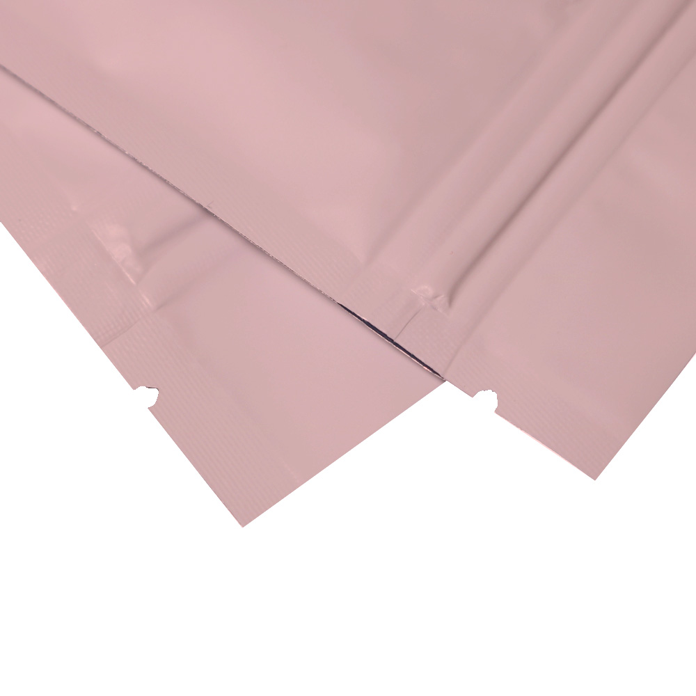 Eco-friendly Matte Pink Plastic Bags Heat Seal Aluminum Foil Mylar Zip Lock Pouches Smell Proof Food Packaging Bags W/Tear Notch
