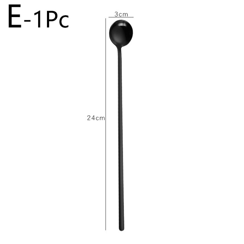 Coffee Tea Stirring Spoon Stainless Steel Dessert Bar Spoon Long Handle Milk Ice Cream Spoon Golden Tableware Household Utensils: 5