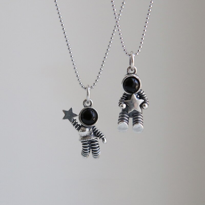 Zilver Kleur Sterren Astronaut Hanger Ketting Mode Vrouwelijke Choker Kettingen Sieraden Eenvoudige Dames Pentagon-Ster Sieraden