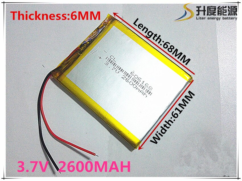 Grootte 606168 3.7 V 2600 mah lithium-polymeer Batterij met Bescherming Boord Voor PDA Tablet Stuks Digitale Producten