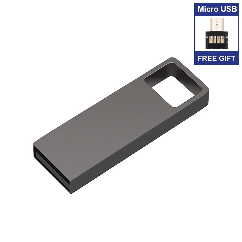 Pendrive de metal à prova d&#39;água, 256gb 32gb 64gb 128 gb 4g 8g 16g usb 2.0, tipo c ou micro adaptador