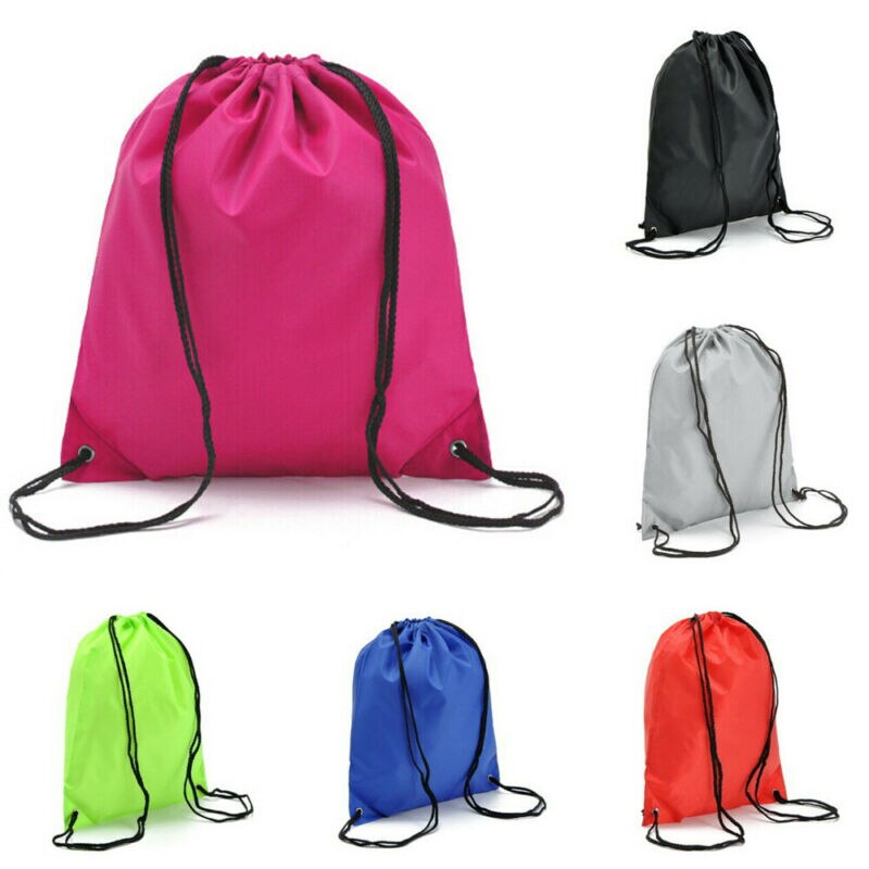 Mochila escolar deportiva Unisex para adultos y mujeres, bolsa con cordón sólido reutilizable, ligera