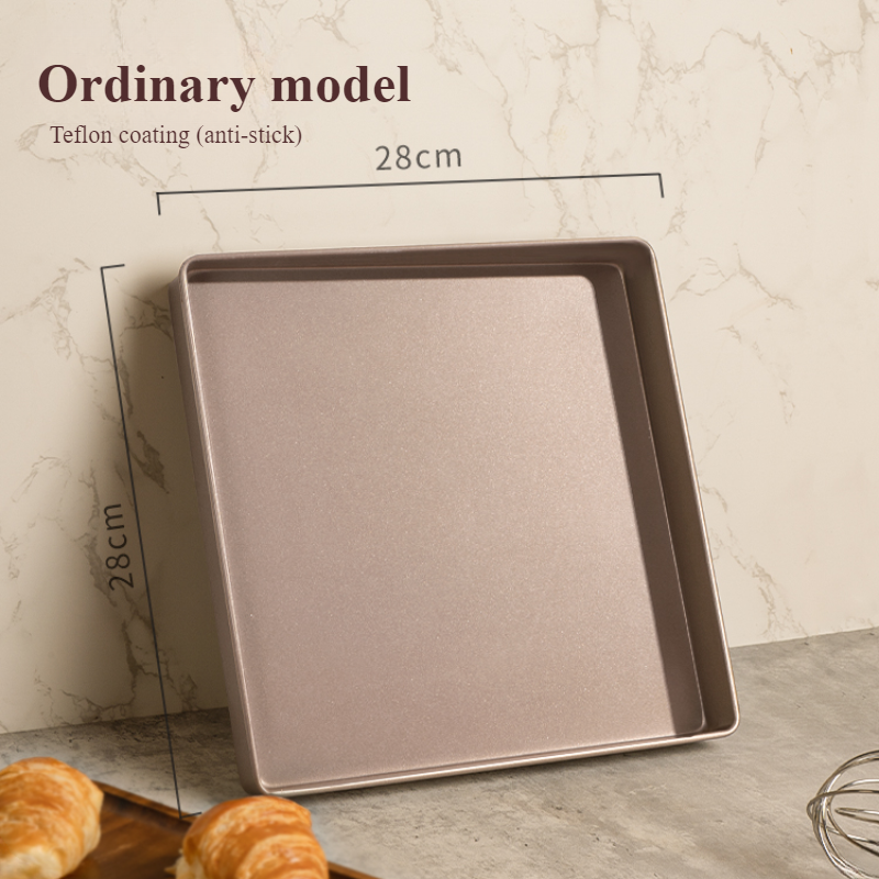Zackoo 28x28cm stampo per rotolo di torta antiaderente teglia da forno in acciaio al carbonio stampo forno casa oro bianco stampi per pasticceria piatto quadrato tortiera: Grigio chiaro