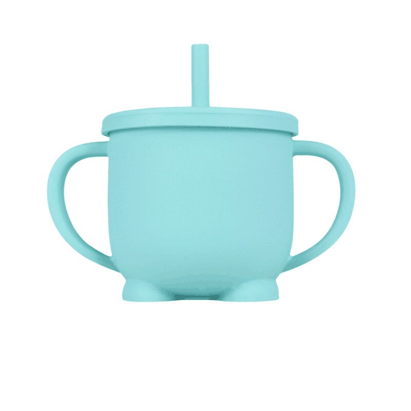 Solid Baby silicone Sippy Cups Feeding Cups Babi Learning drink Baby Drinkware For Toddlers Kids With Silicone Straw Cup Lids: 4