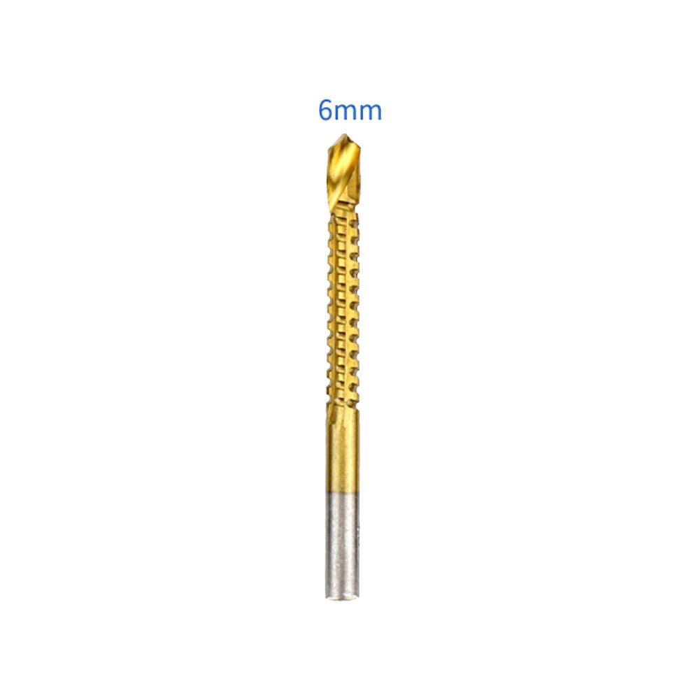 1/6 Stuks 3-8Mm Titanium Coated Hss Boor Elektrische Boor Gat Groovende Boor Zaag Timmerman houtbewerking Gereedschap: 1pc 6mm