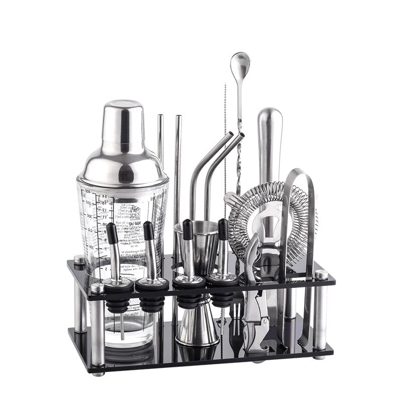 16pcs/set Acrylic Stainless Steel Cocktail Shaker Bar Wine Mixer Set Bartender Cocktail Hand Shaker Tool Kit Party Bar Tool: 1-16pcs