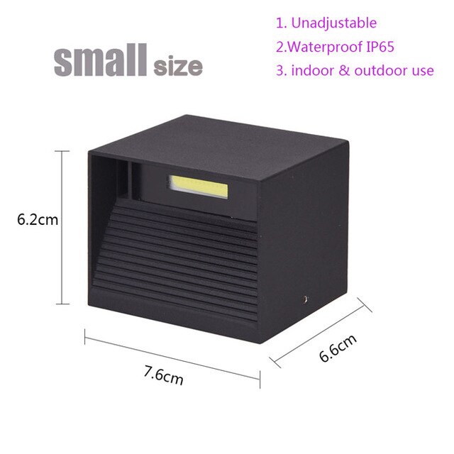 Modern 12W COB LED Wall Lamp waterproof Indoor Outdoor Simple Style Aluminum Wall Lights for Bedroom Hallway Porch Balcony: Small black / Warm White (2700-3500K)