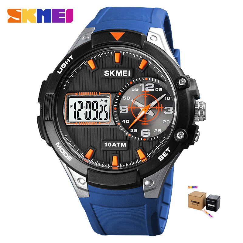SKMEI movimento digitale al quarzo doppio Dispaly orologio da uomo orologio militare 3 volte conto alla rovescia orologi sportivi maschili Relogio Masculino: blu scatola