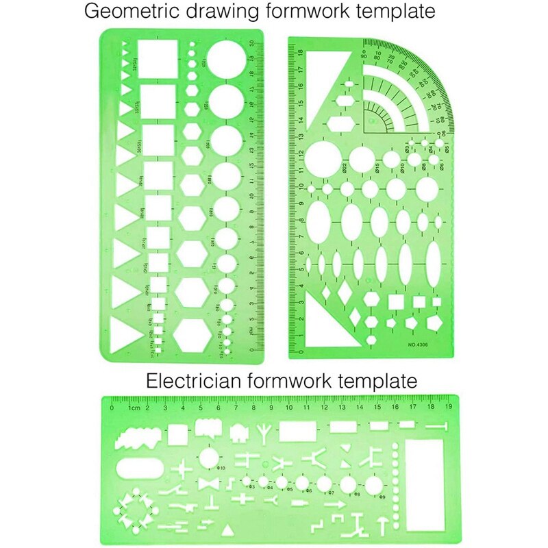 9 Pieces Geometric Drawing Templates Green Building Formwork Stencils Plastic Measuring Rulers for Building and Studying