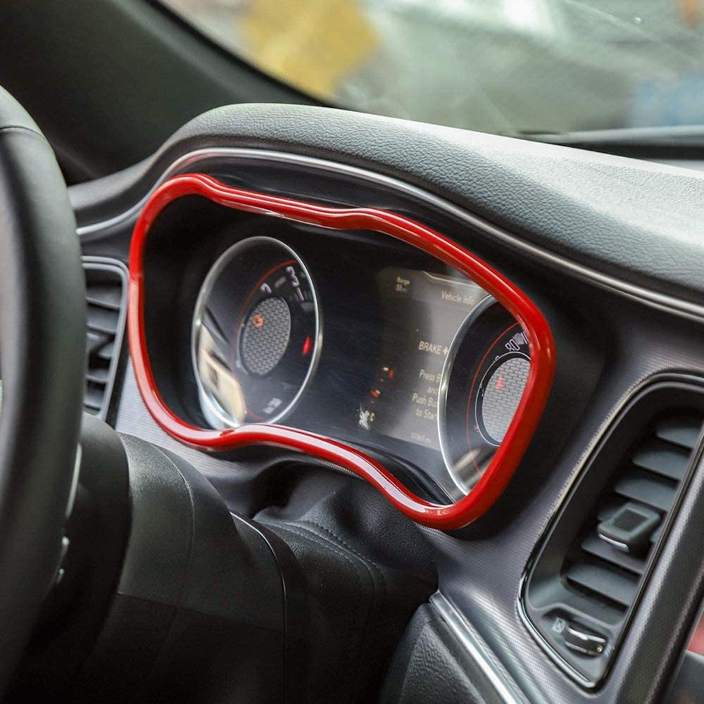 Til dodge challenger abs rød indvendig instrumentbræt måler display ramme cover trim: Default Title