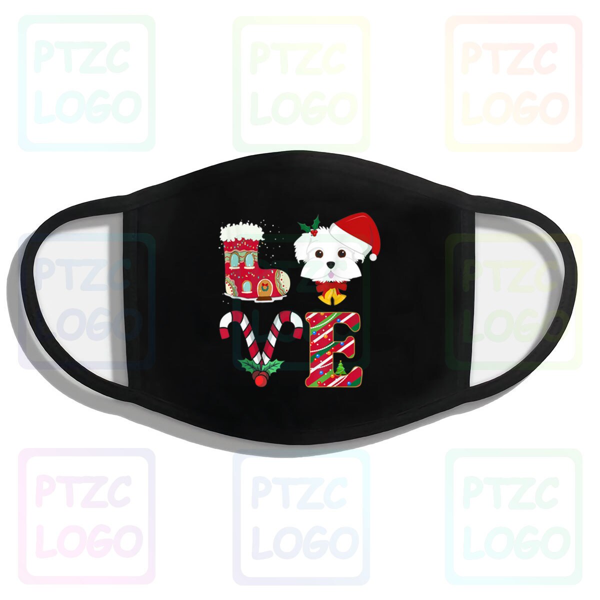 Premium Ik Liefde Mijn Maltese Grappige Kerst Maltese Vader Moeder Masker: QJKRRHNR-Mian