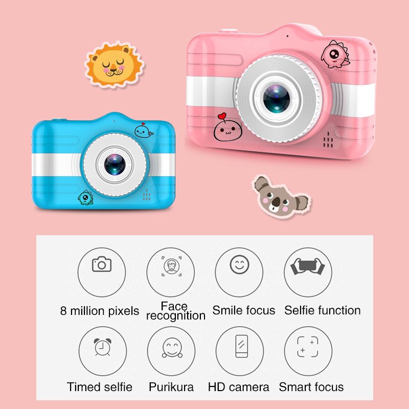 Børnekamera sød tegneserie mini digital kamera til børn 3.5 tommer 12mp 1080p foto videokamera barn fødselsdag jul