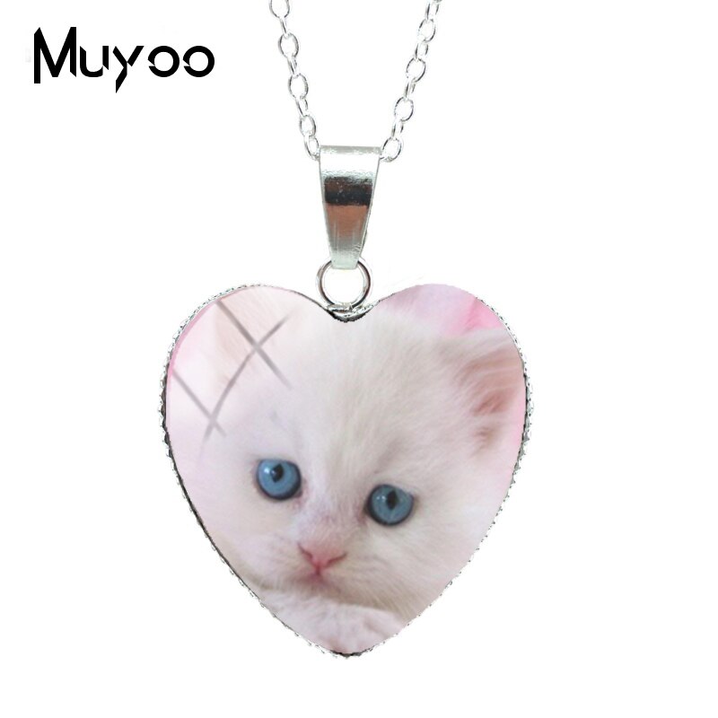 Lovely Cute Kitten Baby Little Cats Sweet Patterns Heart Pendants Cute Kittens Jewelry Chains NecklaceHZ3: 7