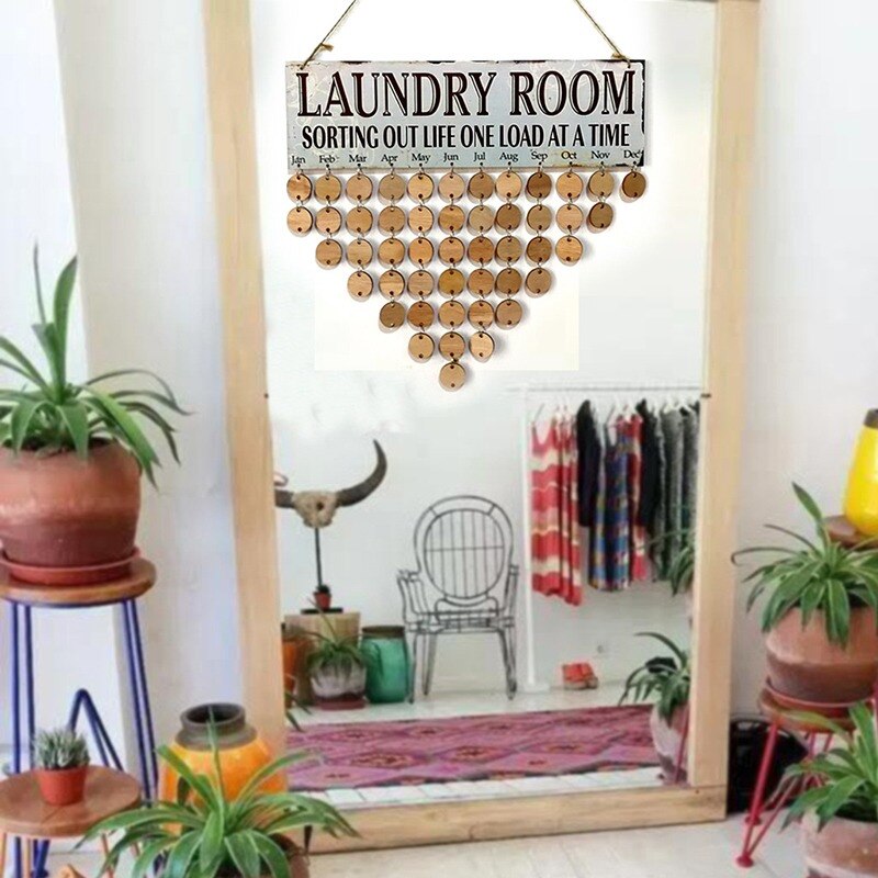 DIY Wall Calendar Happy Birthday Printed Wooden Calendar Sign Special Dates Reminder Board Home Hanging Decor Wood Calendar