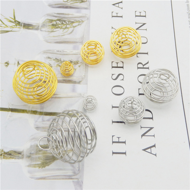 10-40 pièces spirale perle Cages pendentifs porte-pierre breloques collier Cage pendentifs pour la fabrication de bijoux résultats accessoire