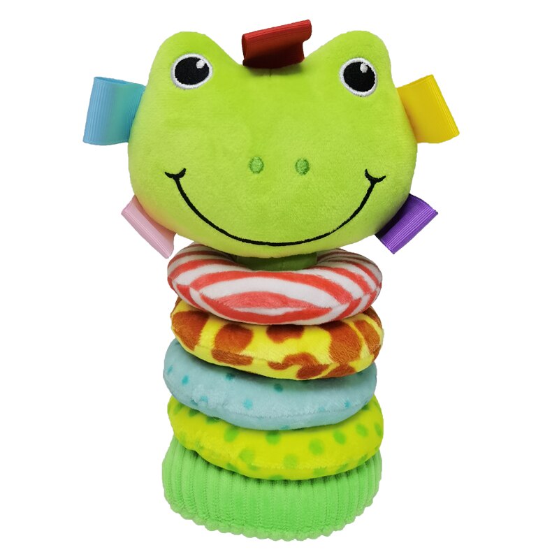Lelebe foldecirkel plyseklud baby puslespil legetøjsbøjle farverig sød og sød snare søjle legetøj: Frø