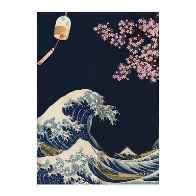 Japanilainen kirsikankukka suuri aalto ovi verho koriste verho koti makuuhuone keittiö kylpyhuone puoliverho feng shui verho: 01 / 85 x 120cm