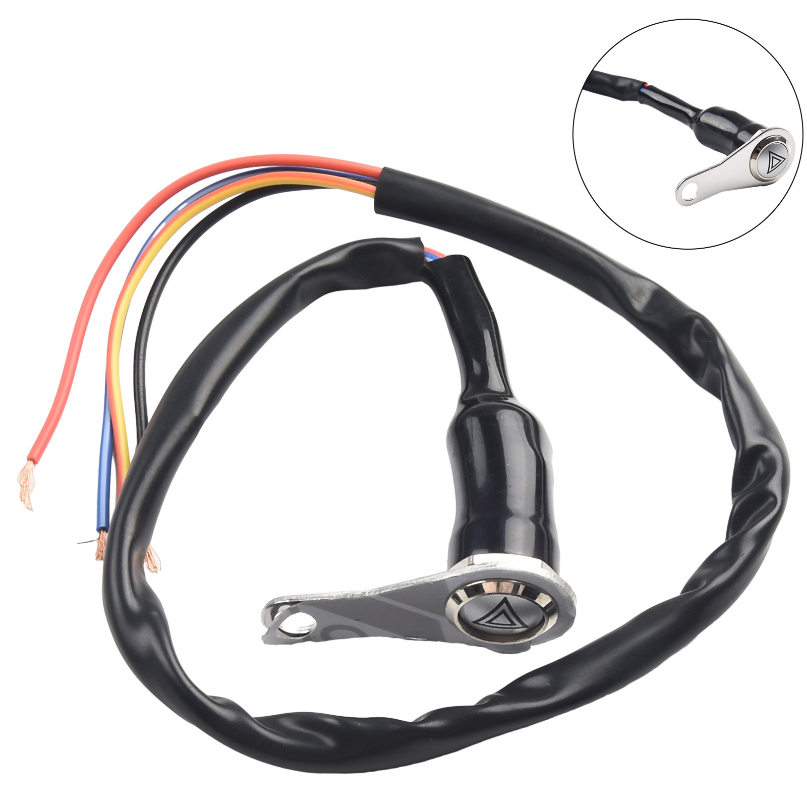 Motorcycle Self-Locking Metal Push Buttons Switch With LED Light Ring Red Handlebar Mount Push Button 50cm Motorbike Accessories