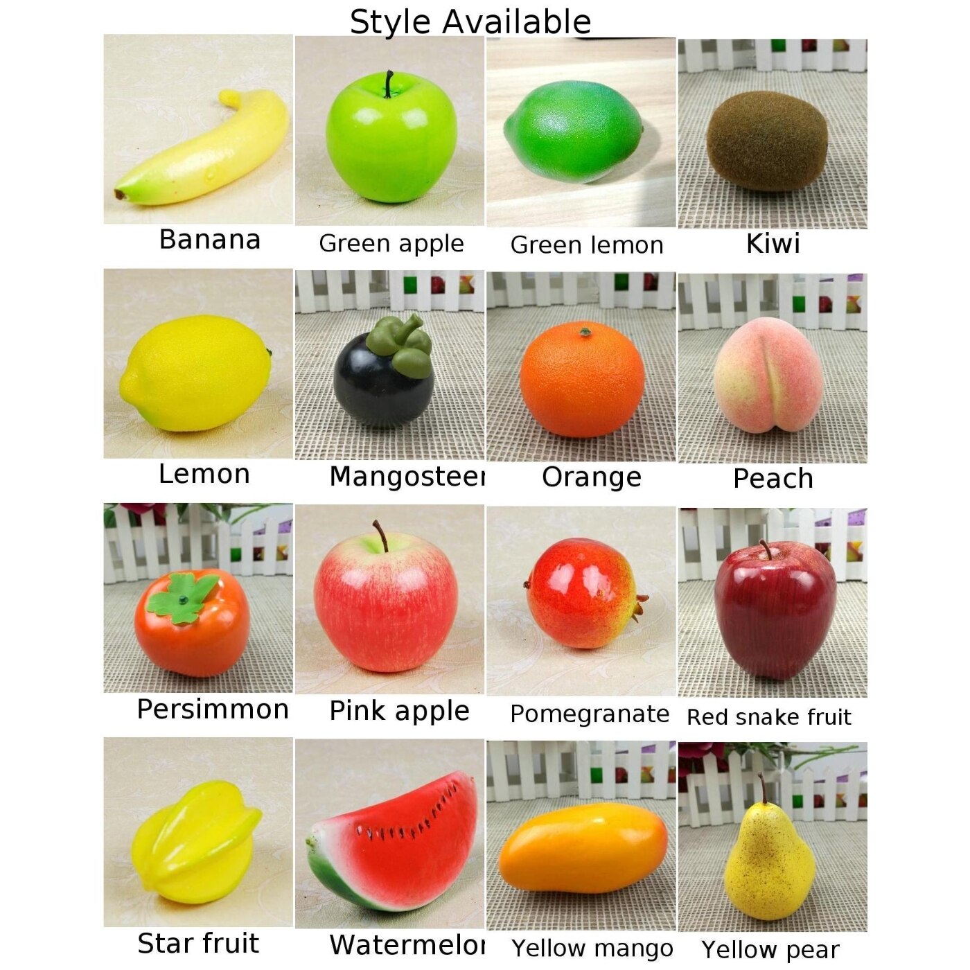 Verscheidenheid Kunstmatige Vruchten Plastic Nep Fruit Keuken Tafel Diy Home Decoratie Apple, Oranje, Perzik, Geel Peer, persimmon