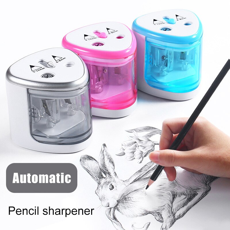 Electric Pencil Sharpener Portable Double Hole for Student Classroom Home Office SEC88