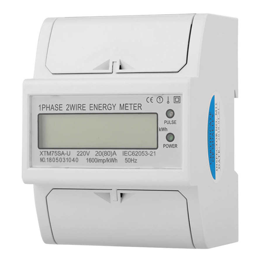 4p din-skena elmätare 220v digital 1 fas 2 tråd 4p din-rail elmätare elektronisk kwh-mätare