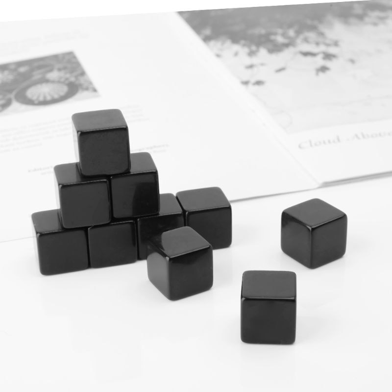 Lot de 10 dés de 16mm en acrylique noir, jeu de société, Cube, jouet pour enfant, bricolage amusant et enseignement, dés multi-faces pour jeu de société