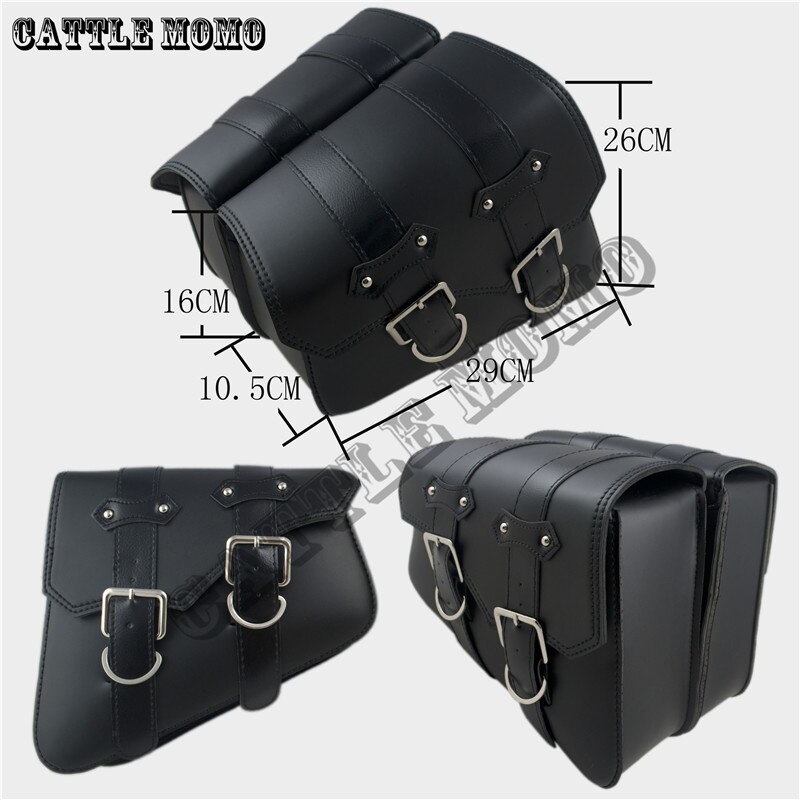 PU Leer Motorfiets Zadeltassen Side Bag Bruin/Zwart Motor Chopper Fiets Tool Bag voor Sportster XL883 XL1200 Motorfiets tassen
