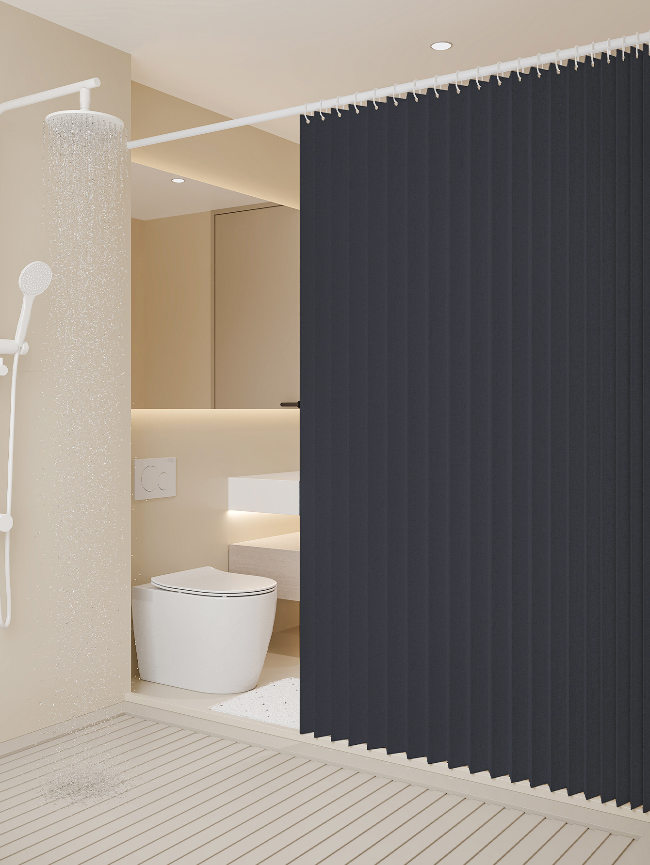 1PC folding curtain series shower curtains are suitable for bathrooms and bathrooms: 180*180cm / black