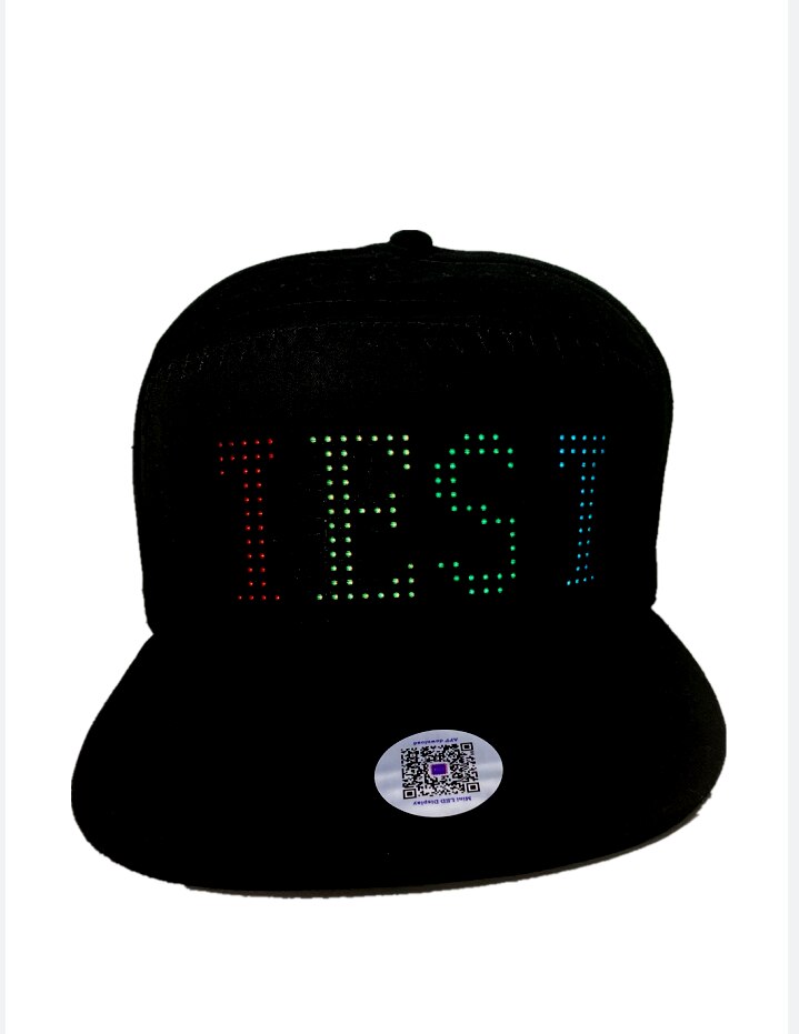 RGB Fullcolor LED Message Hat Smartphone Control Text Scrolling LED Cap,Editable Pattern Display,Music Equalizer Led,Adjustable: 7-Color