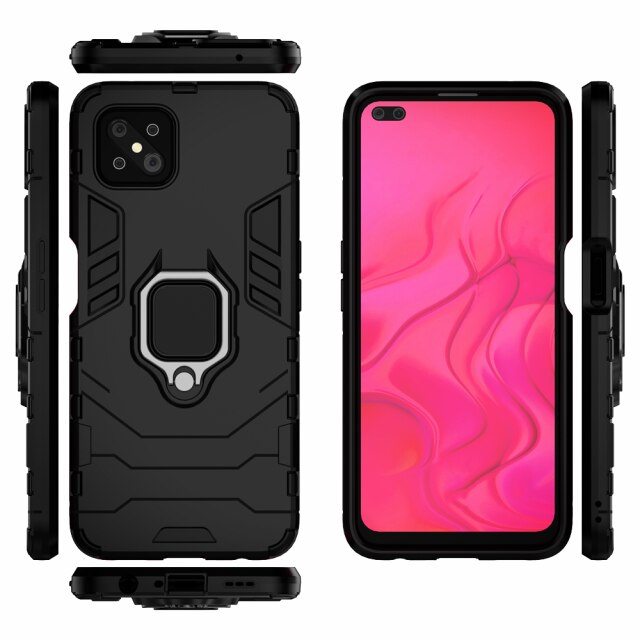 Funda de armadura de anillo a prueba de golpes para Oppo Reno 4Z 5G, carcasa Coche magnético para Oppo Reno 4 Z 5G, Oppo Reno4 Z 6,57 pulgadas: For Oppo A92S / Black