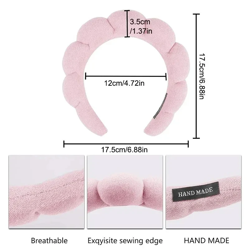 Spa Headband for Washing Face Wristband Set Sponge Makeup Skincare Headband Wrist Towels Bubble Soft Get Ready Hairband for Wome