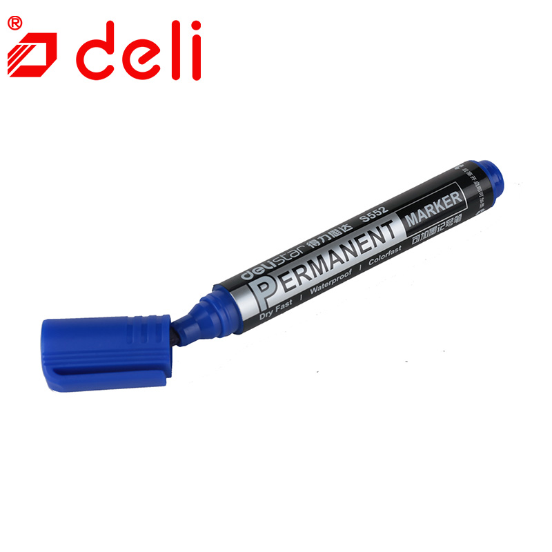 Deli 10 stks Permanente Markers Pennen Fijne Punt Blauwe Inkt 0.5mm-1mm Pen Papelaria Markeerstift School Kantoorbenodigdheden