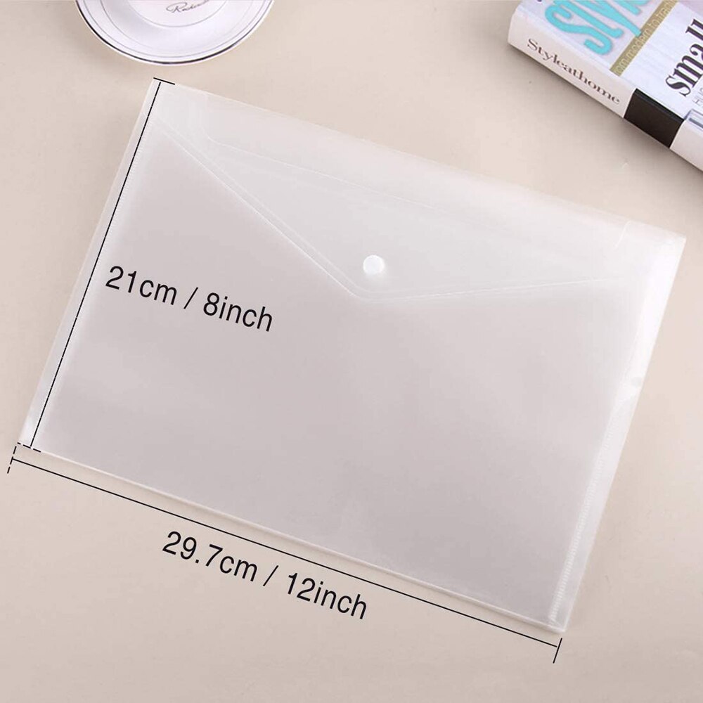 5 Stks/set A4 Size Plastic Enveloppen Clear Document Bestand Envelop Mappen Met Snap Voor School Home Office Organisatie